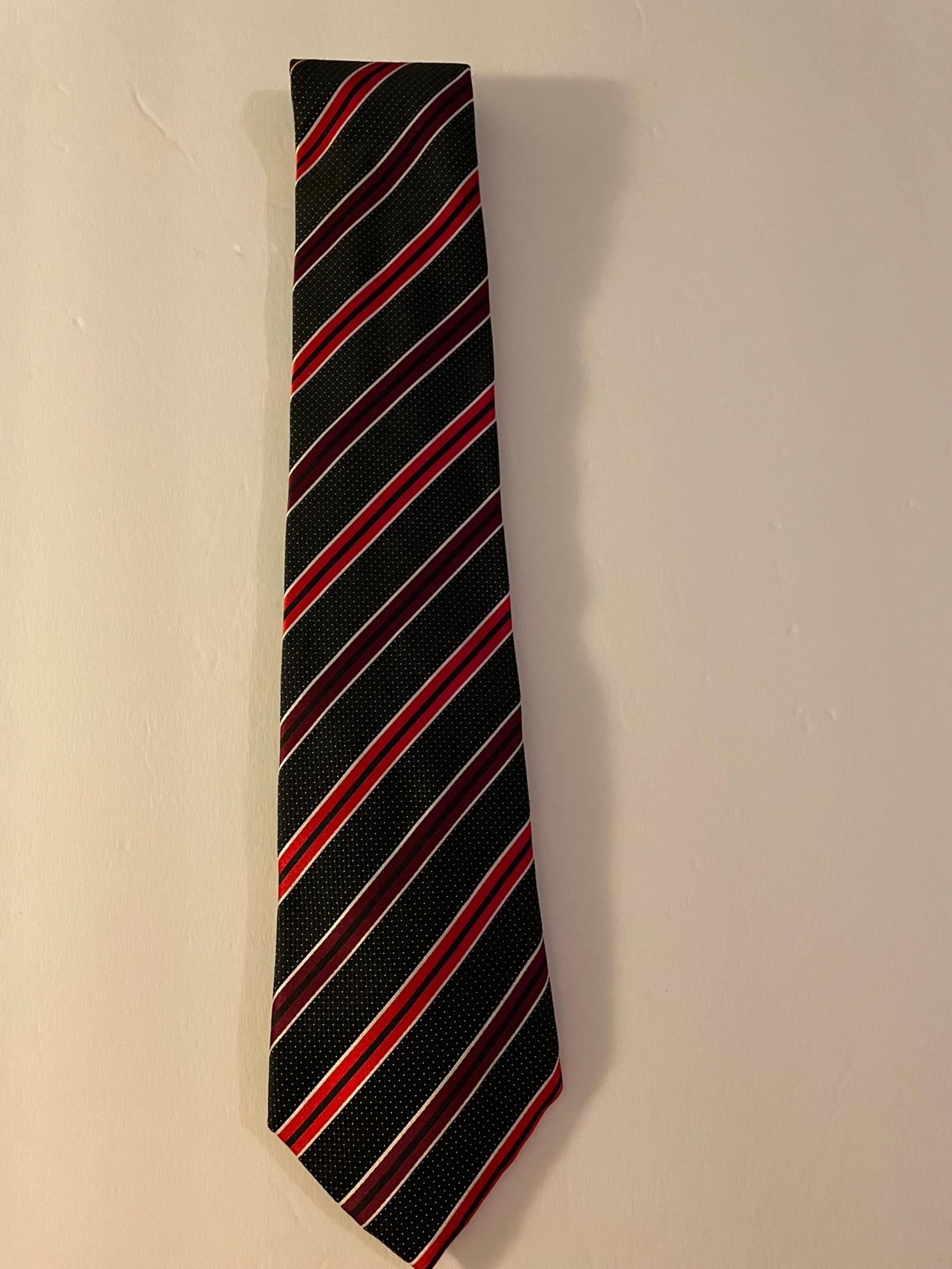 Sean John Striped Black/Red/Burgundy 100% Silk Necktie