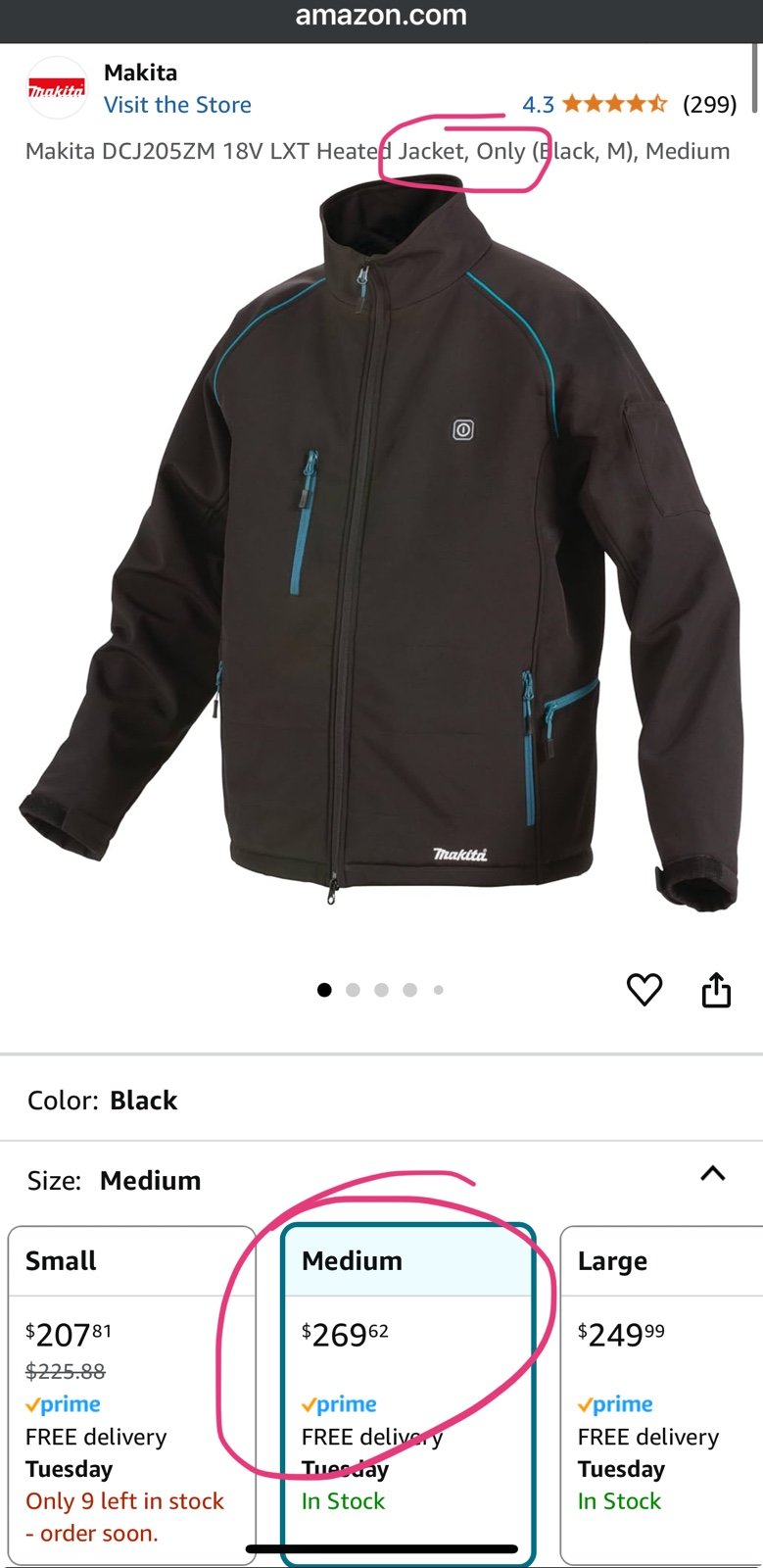 Makita heated jacket (M) NIB MSRP 355+