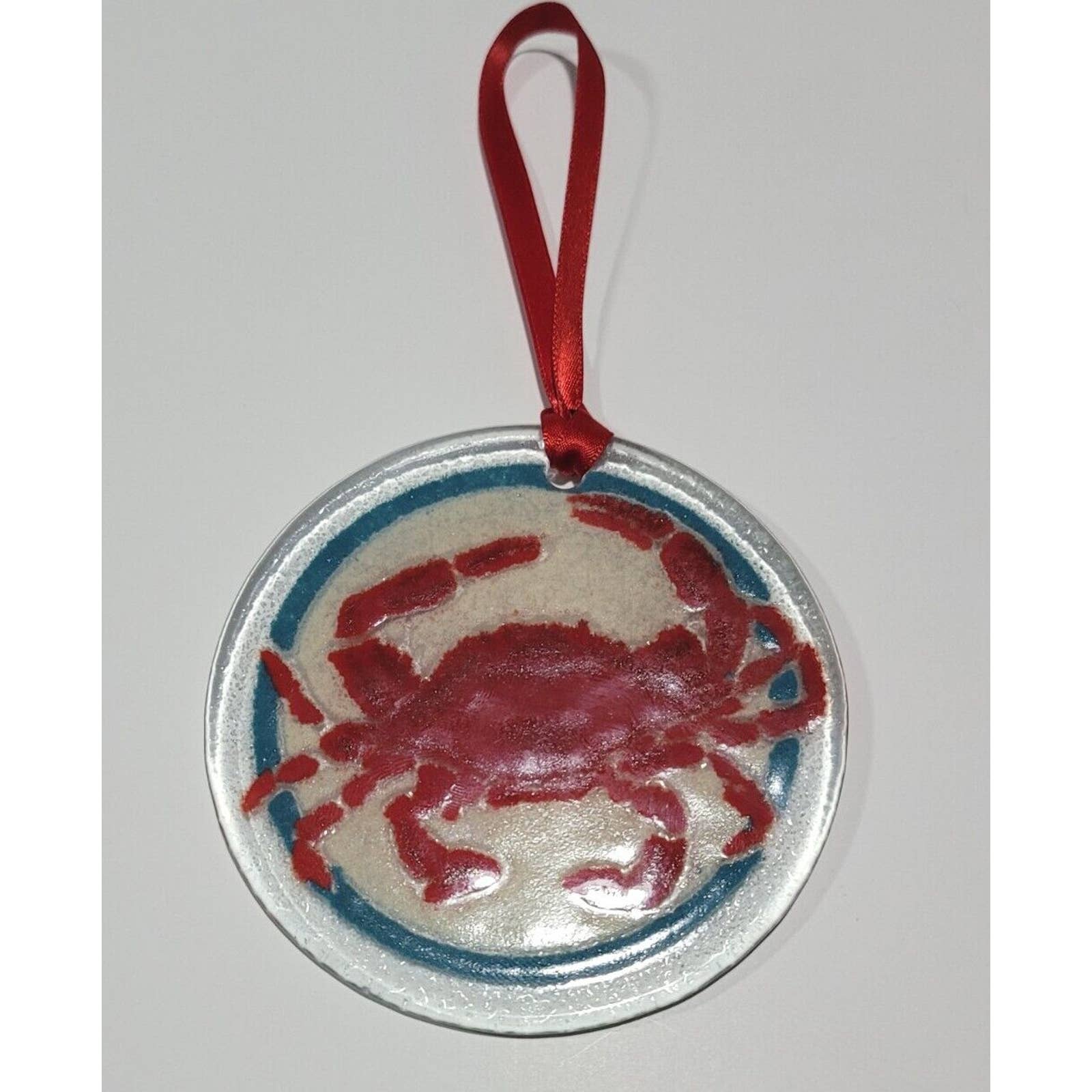 Peggy Karr Crab Ornament Fused Glass 3.25