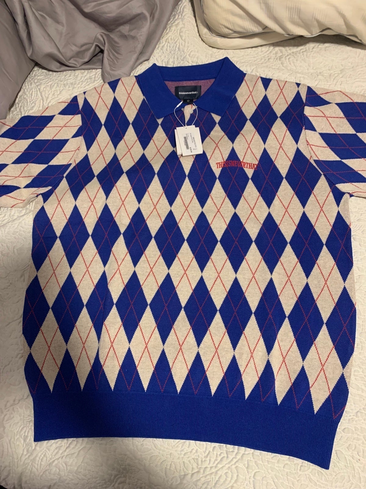 thisisneverthat Argyle Knit Polo - Blue