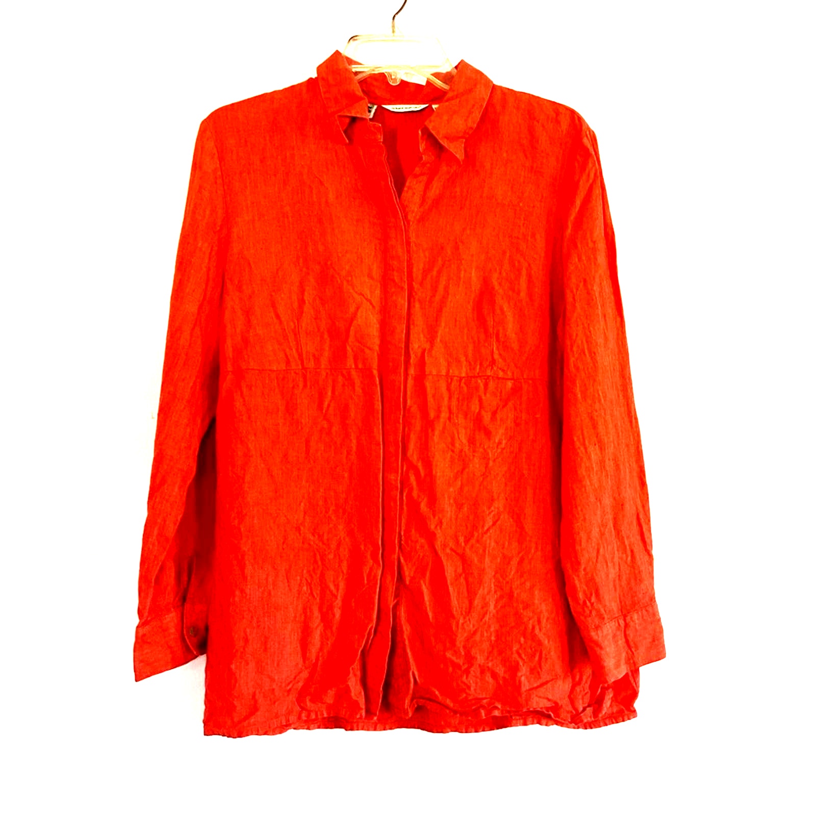 Richard Malcolm Vintage Coral Irish Linen Long Sleeve Blouse Large