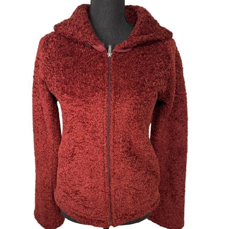 Patagonia | Women's Burgundy Synchilla Jacket Coat | medium Full Zip Big collar