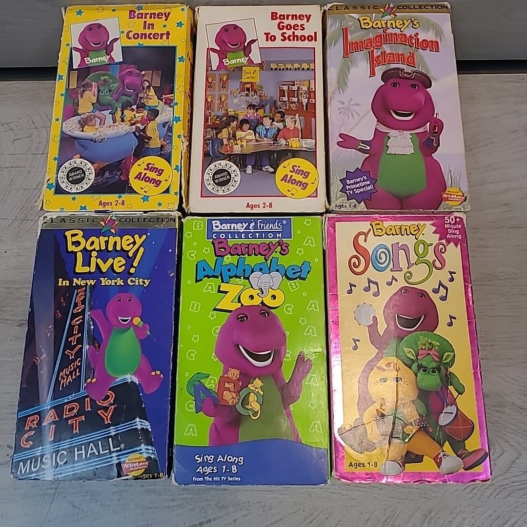 Barney & Friends Nostalgia 90s VHS VCR Cassette Tape Lot of 6 Preowned Used