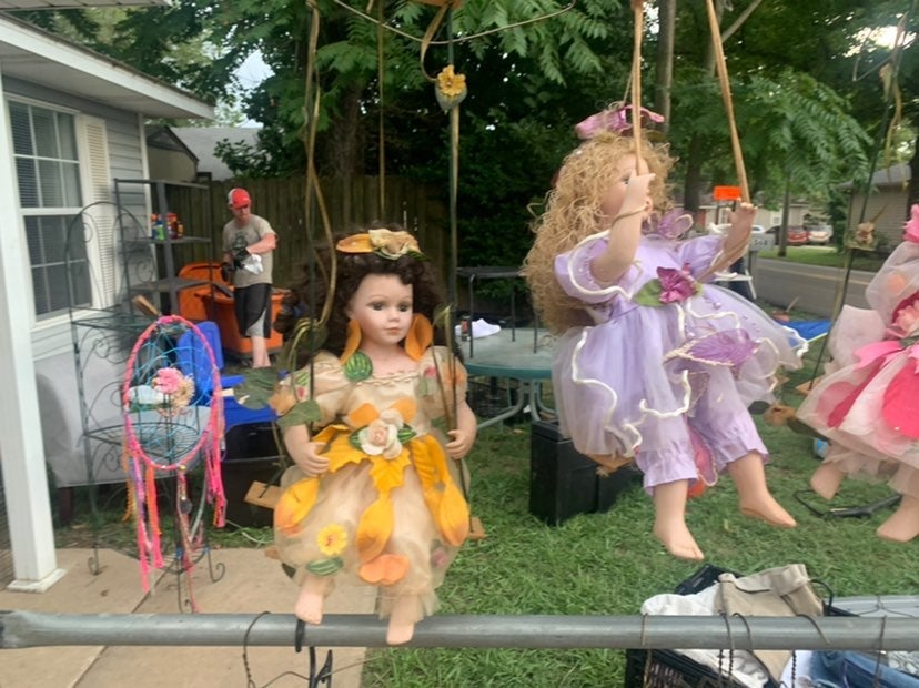 Beautiful antique porcelain dolls on swi