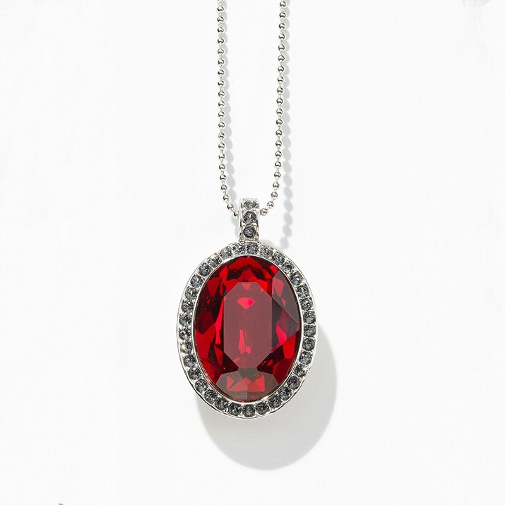 Touchstone Crystal RED ALERT Pendant Necklace Swarovski STUNNING Adj 32-35