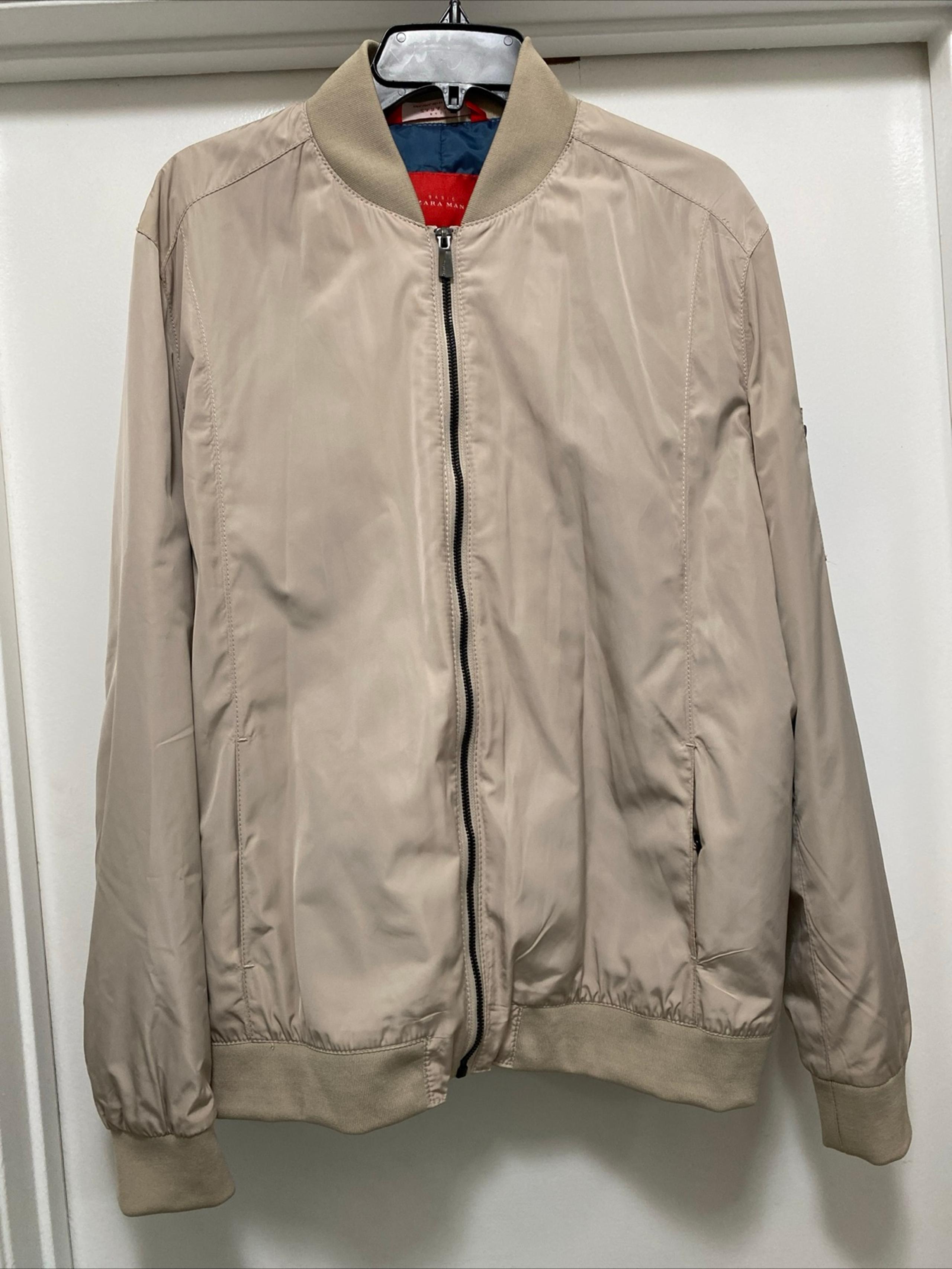 ZARA Mens Bomber Jacket Utility Full Zip Long Sleeve Casual Light Size XL
