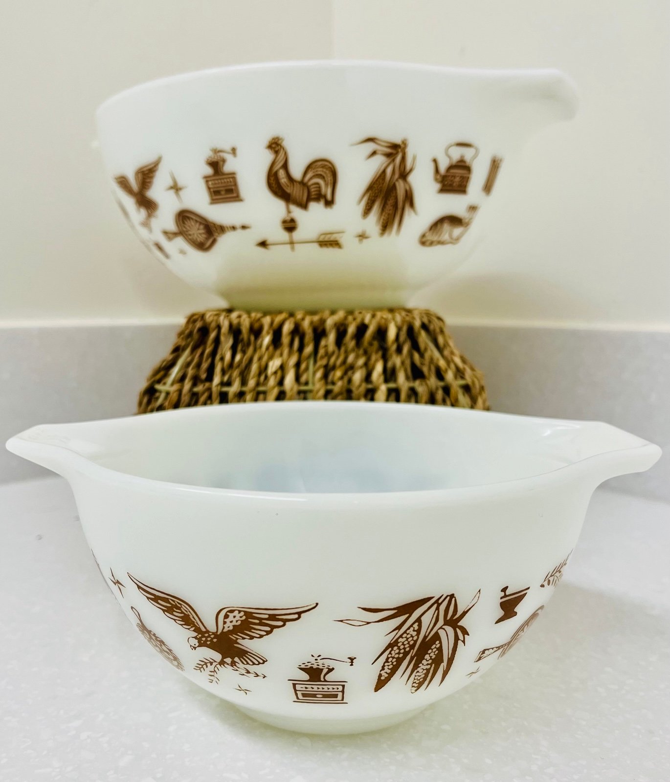 Pyrex Cinderella Nesting Bowls Early American Heritage 443 and 441 - Vintage