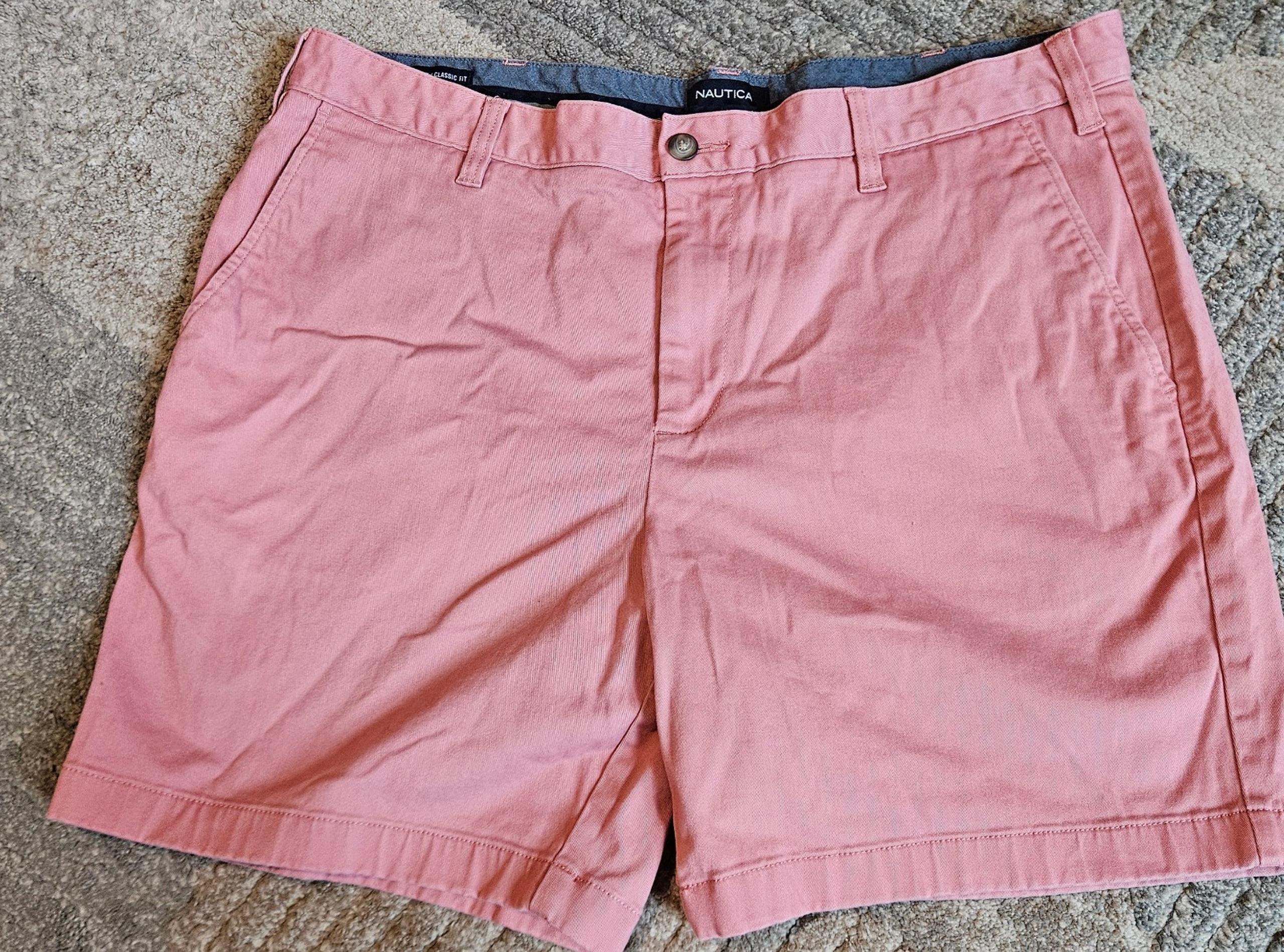 Nautica The Deck Shorts 38W Stretch Classic Fit Coral Casual Beach Golf Mens D12