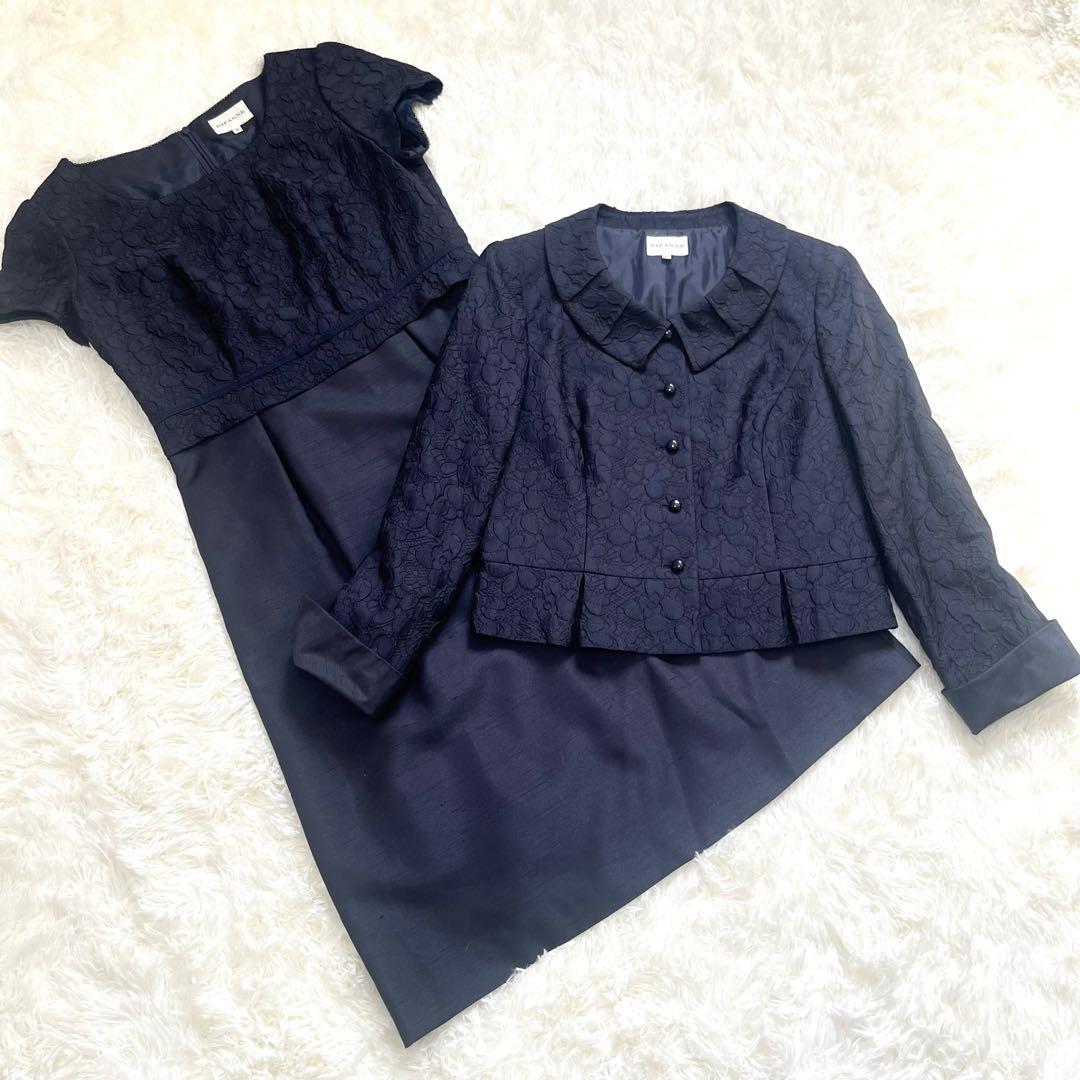 Excellent Condition - Tokyo Soir Refanne Dress and Jacket Set, Large Size (L), Navy Blue