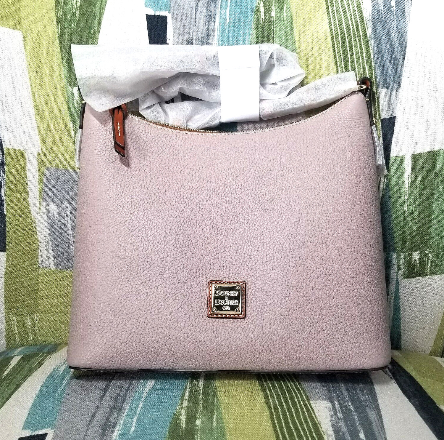 Dooney & Bourke Pebble Grain Hobo Leather Shoulder Purse Handbag In Oyster