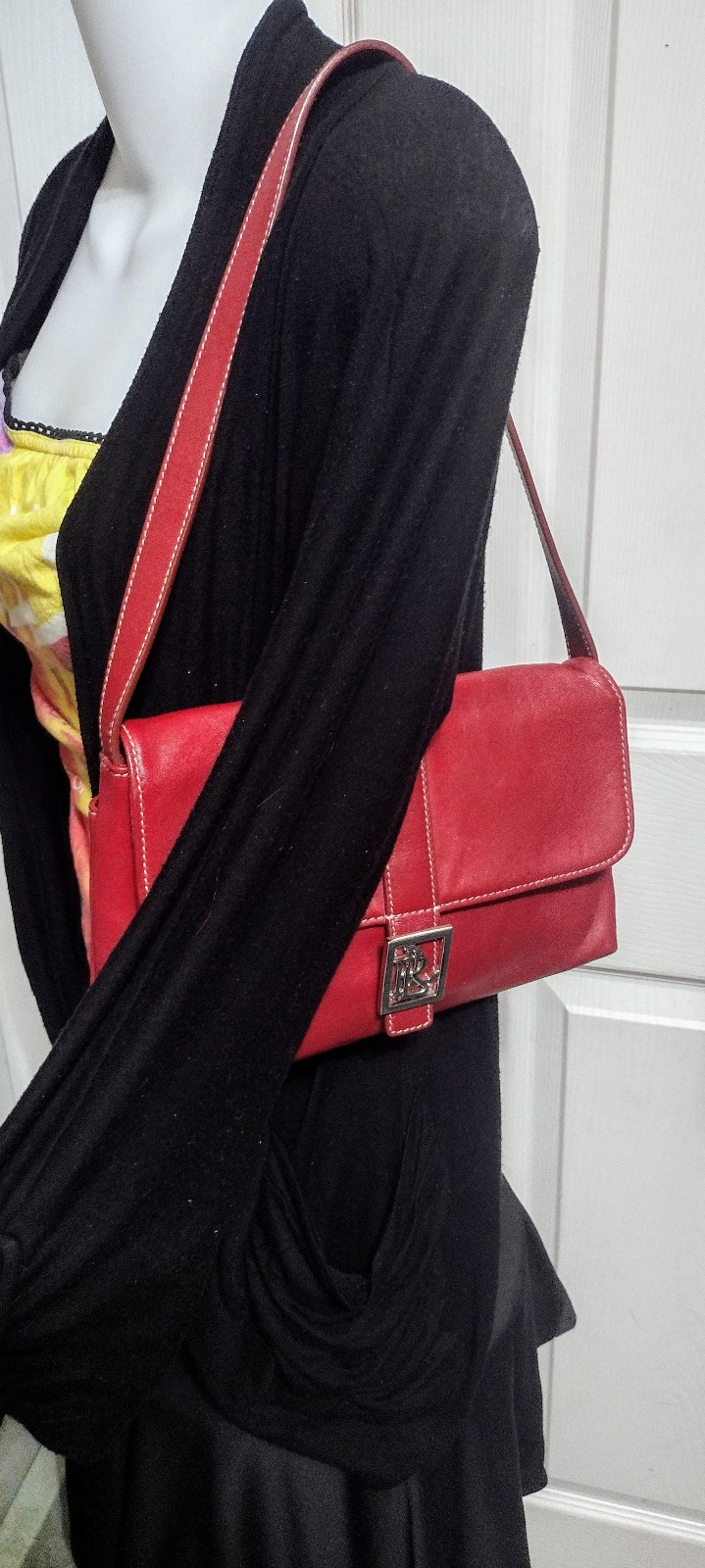 Classic Ralph Lauren Red Leather Purse, Silver Hardware Mint Condition