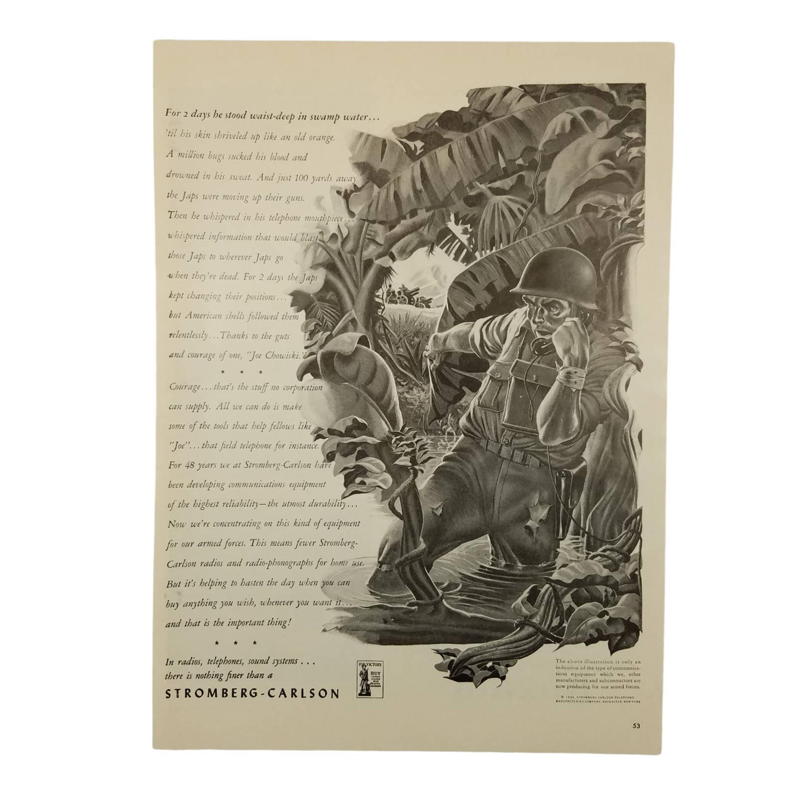 1942 Stromberg Carlson Vintage Print Ad WW II Radios Telephones Sound Systems