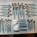 Retro Blue Plastic Handle Stainless Flatware China 42 Pcs 7 Place Settings +