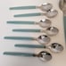 Retro Blue Plastic Handle Stainless Flatware China 42 Pcs 7 Place Settings +