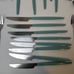 Retro Blue Plastic Handle Stainless Flatware China 42 Pcs 7 Place Settings +