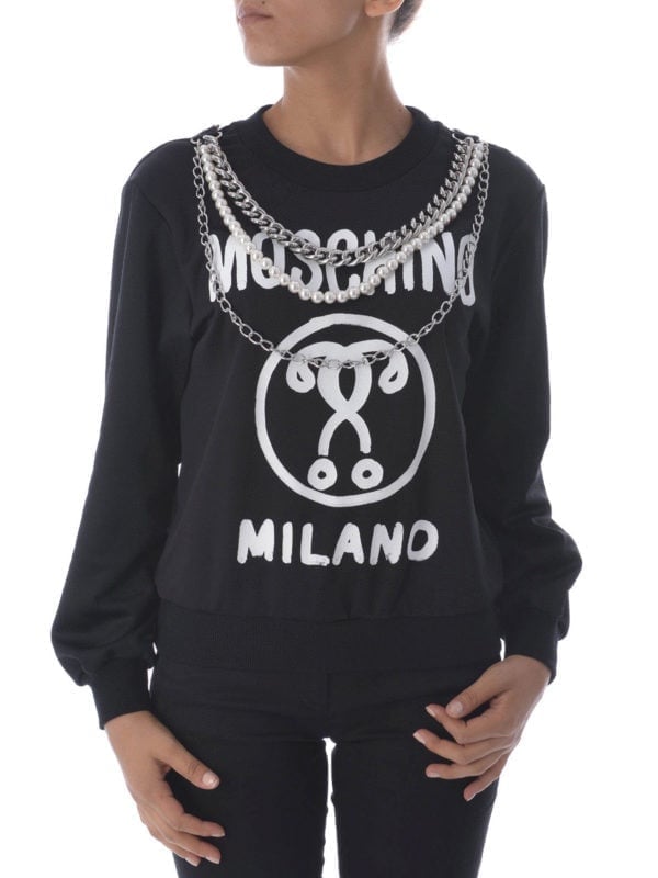 MOSCHINO COUTURE! women’s Logo chain print cotton sweatshirt