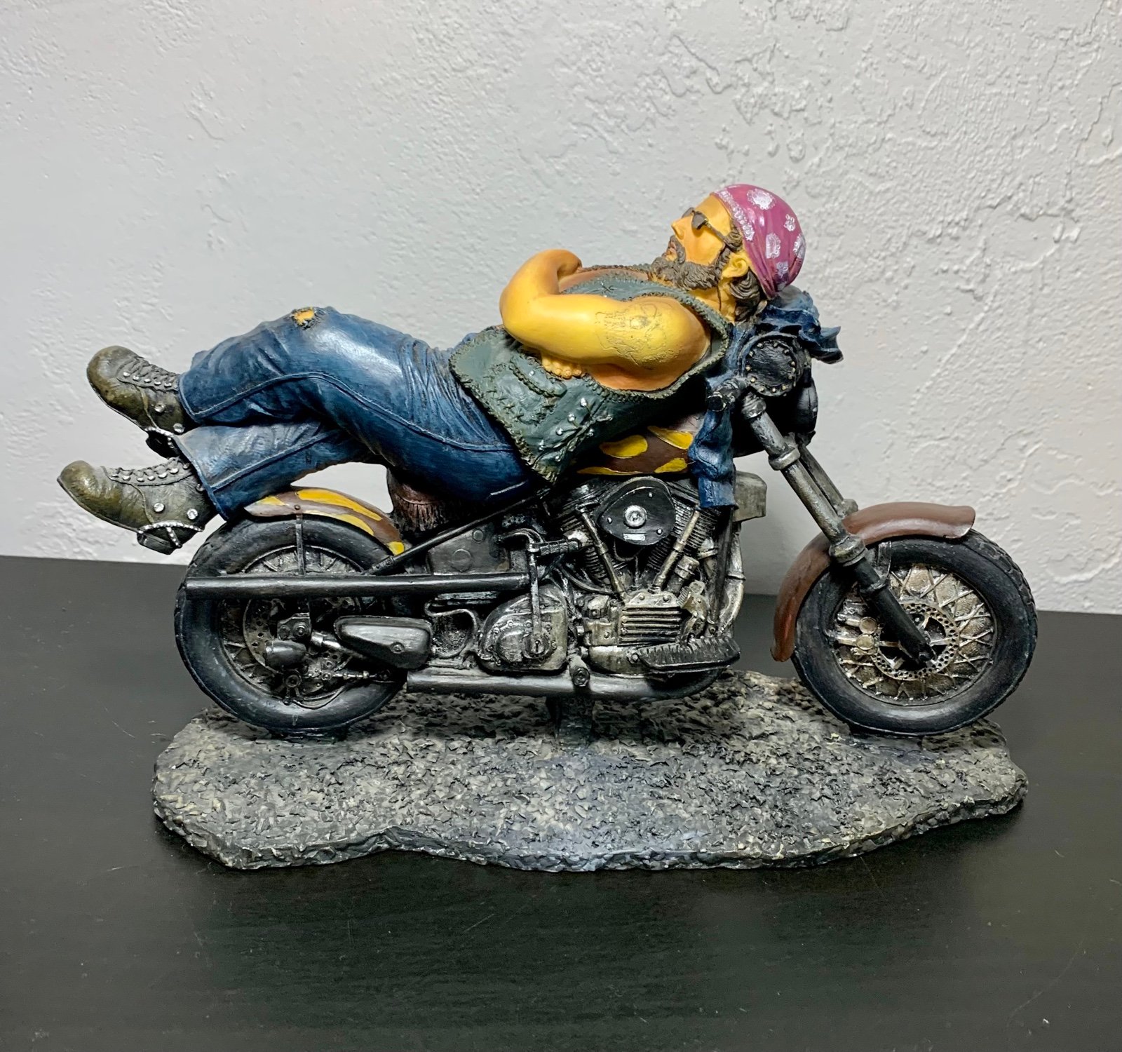 Vtg Biker Motorcycle Ceramic Figure Collectible Quality Details