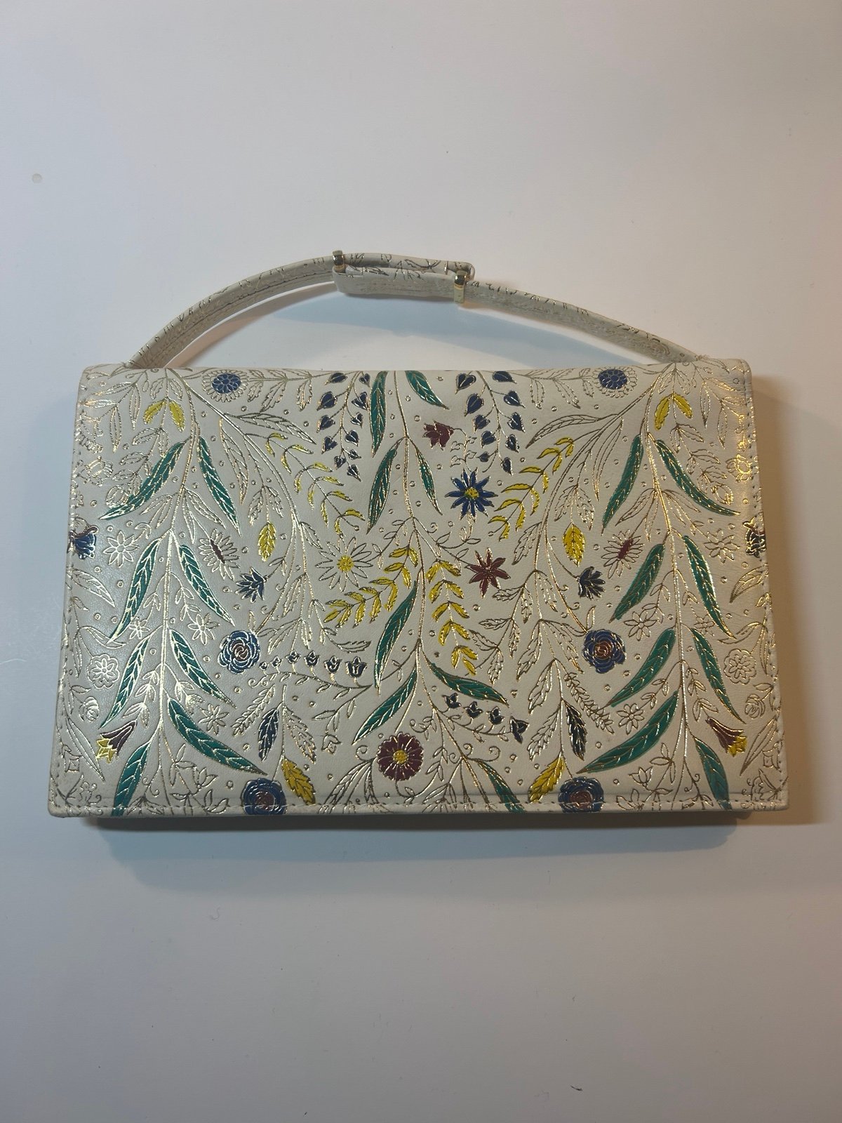 Vintage Italian Genuine Leather Floral Clutch