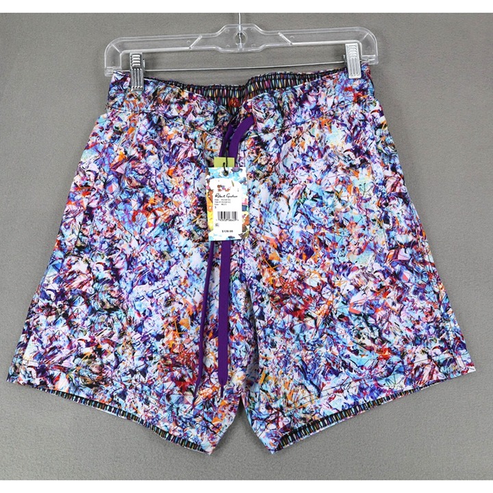 New Robert Graham Mens Glass Skull Swim Short Sz S Multicolor Lined Drawstring
