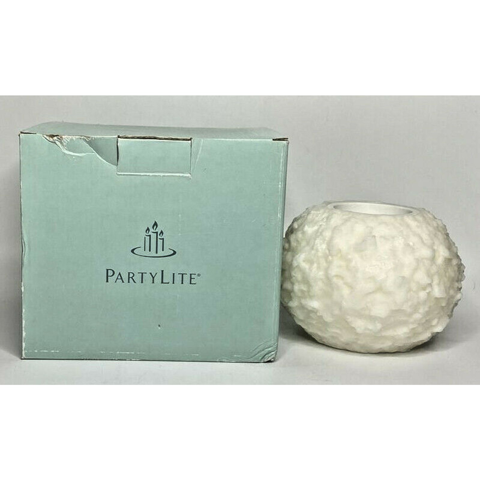 PartyLite Frosted Snowball Tealight Holder Rare Retired NIB P17B/L0610
