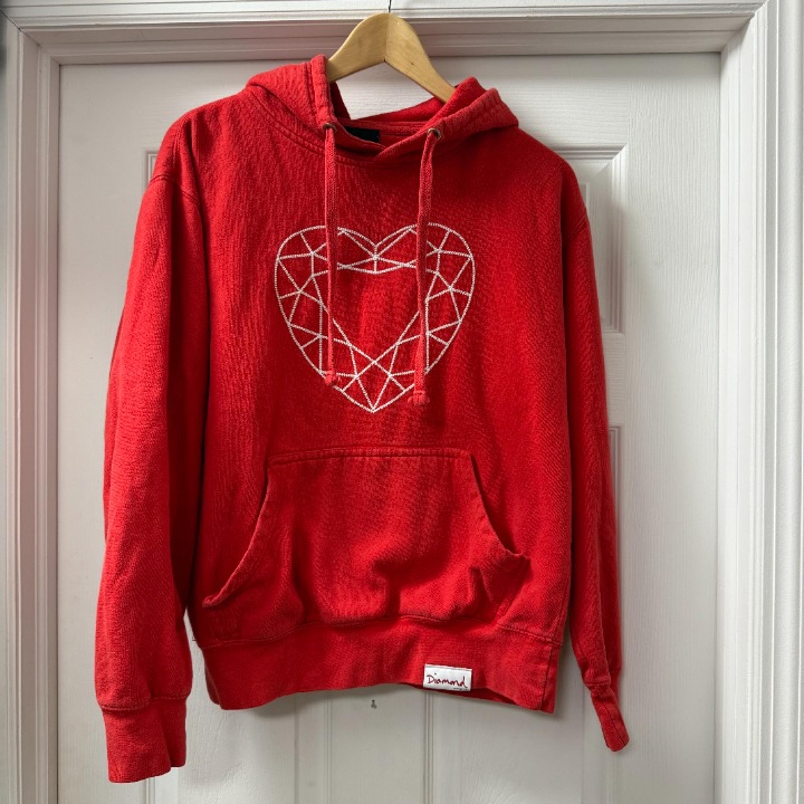 Diamond Supply Co Red Drawstring Hoodie sweatshirt kangaroo pouch pocket Small