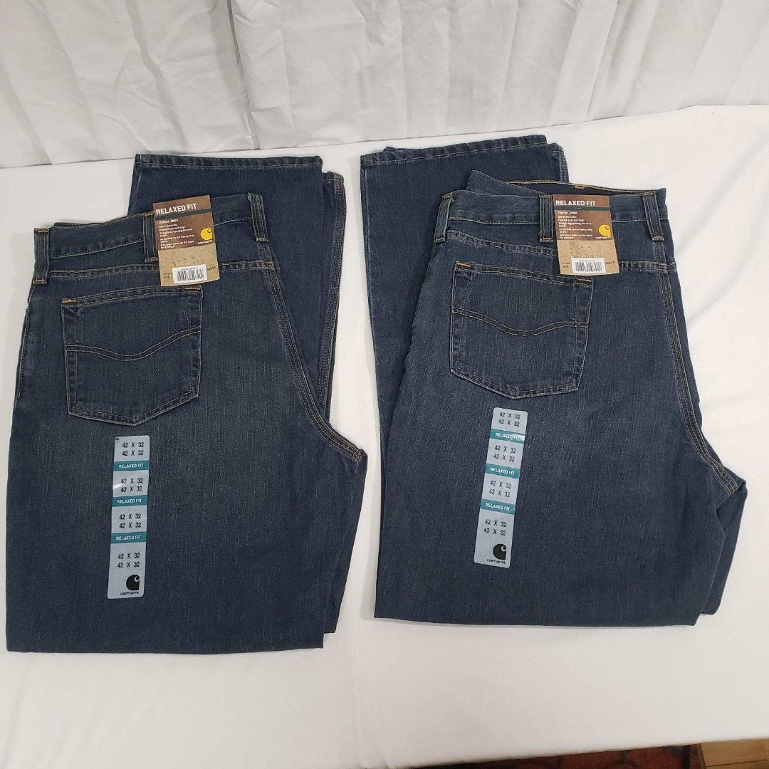 QTY 2 - Carhartt Men's 42x32 Holter Jean Relaxed Fit Bed Rock Blue Denim 968