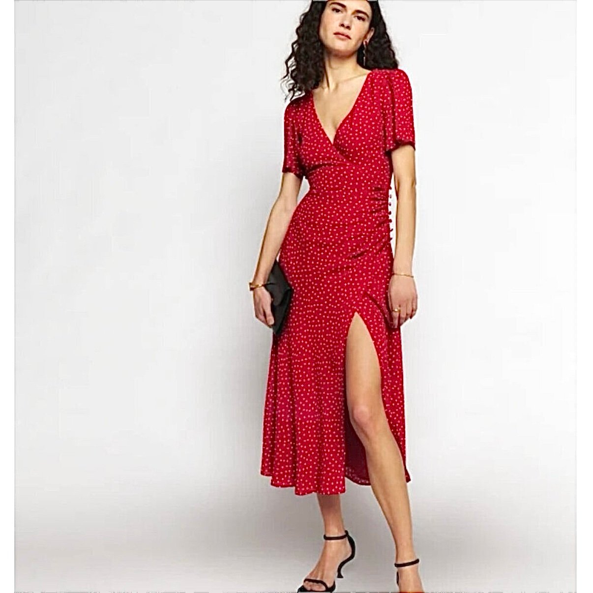 REFORMATION Breanna Dress in Red & White Micro Dot NEW - Sz 2 / XS