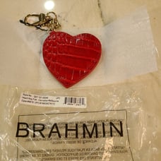 Brahmin leather Carnation heart keyfob charm