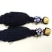 TORY BURCH Wood Ceramic Bead & Dark Blue Tassel Clip On Earrings