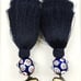 TORY BURCH Wood Ceramic Bead & Dark Blue Tassel Clip On Earrings