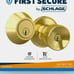 First Secure by Schlage Deadbolt and Keyed Entry Hawkins Knob in Bright Brass