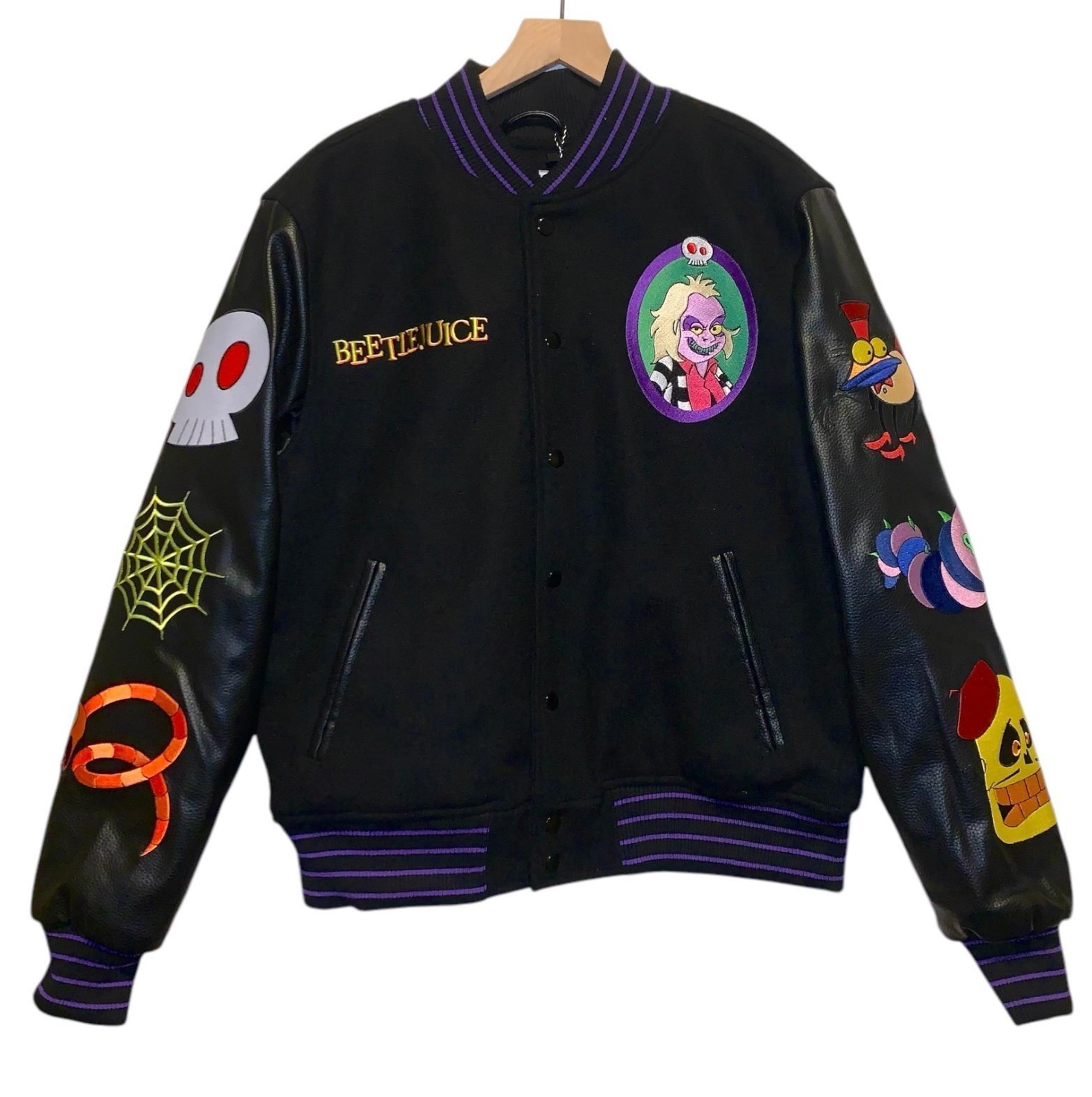 Beetlejuice Haunted House Mens Embroidered Varsity Jacket Size Medium