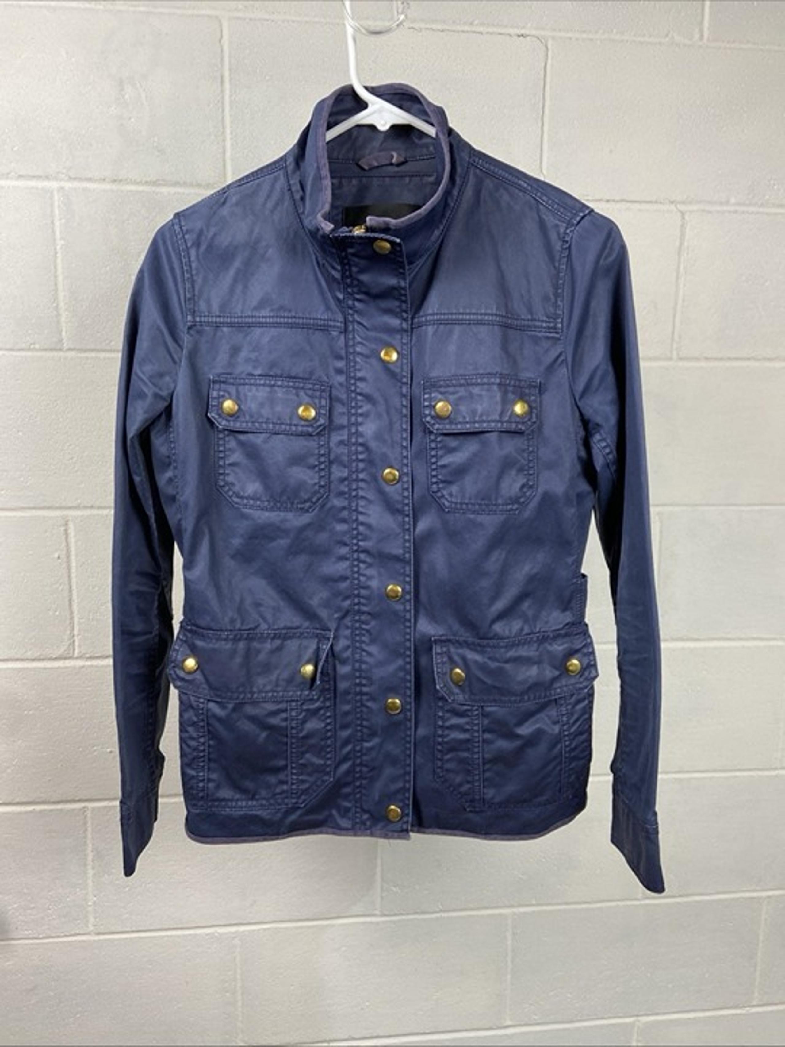 J Crew Women's The Downtown Field Jacket Size S Blue Military Utility Hiking