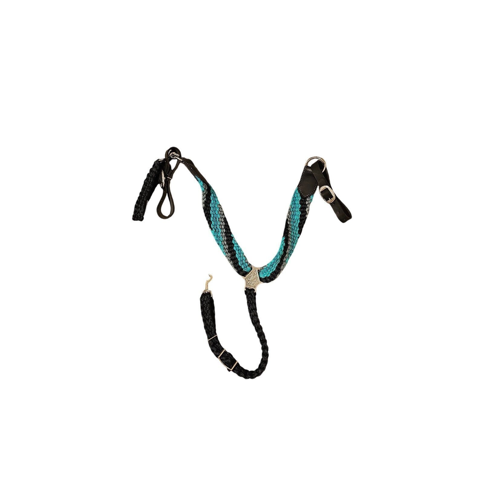 Blue and turquoise mule tape breast collar with wither strap new