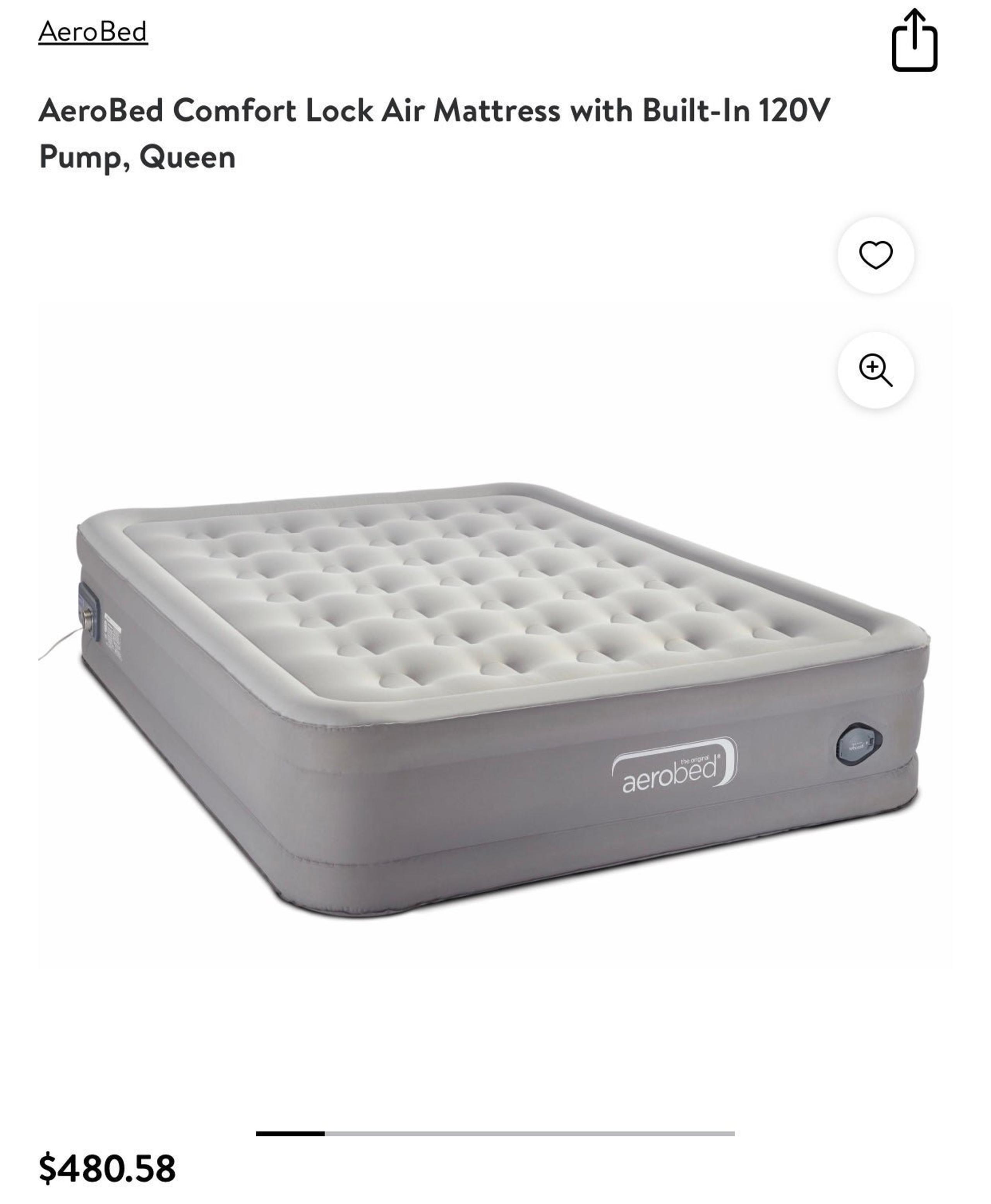 Aerobed comfort lock air mattress with built-in 120v pump.Queen