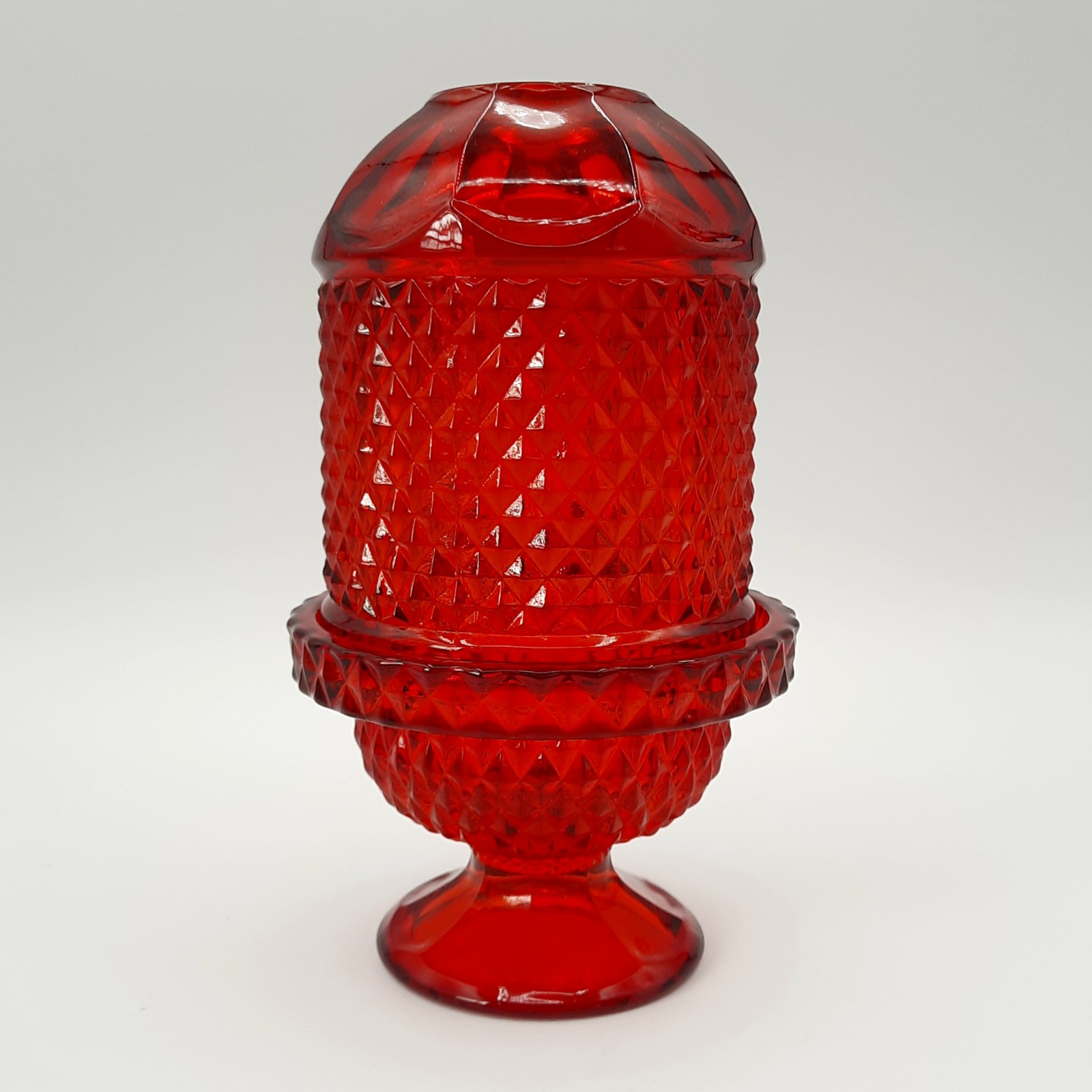 Vintage Viking Glass Red Diamond Point Fairy Lamp Light