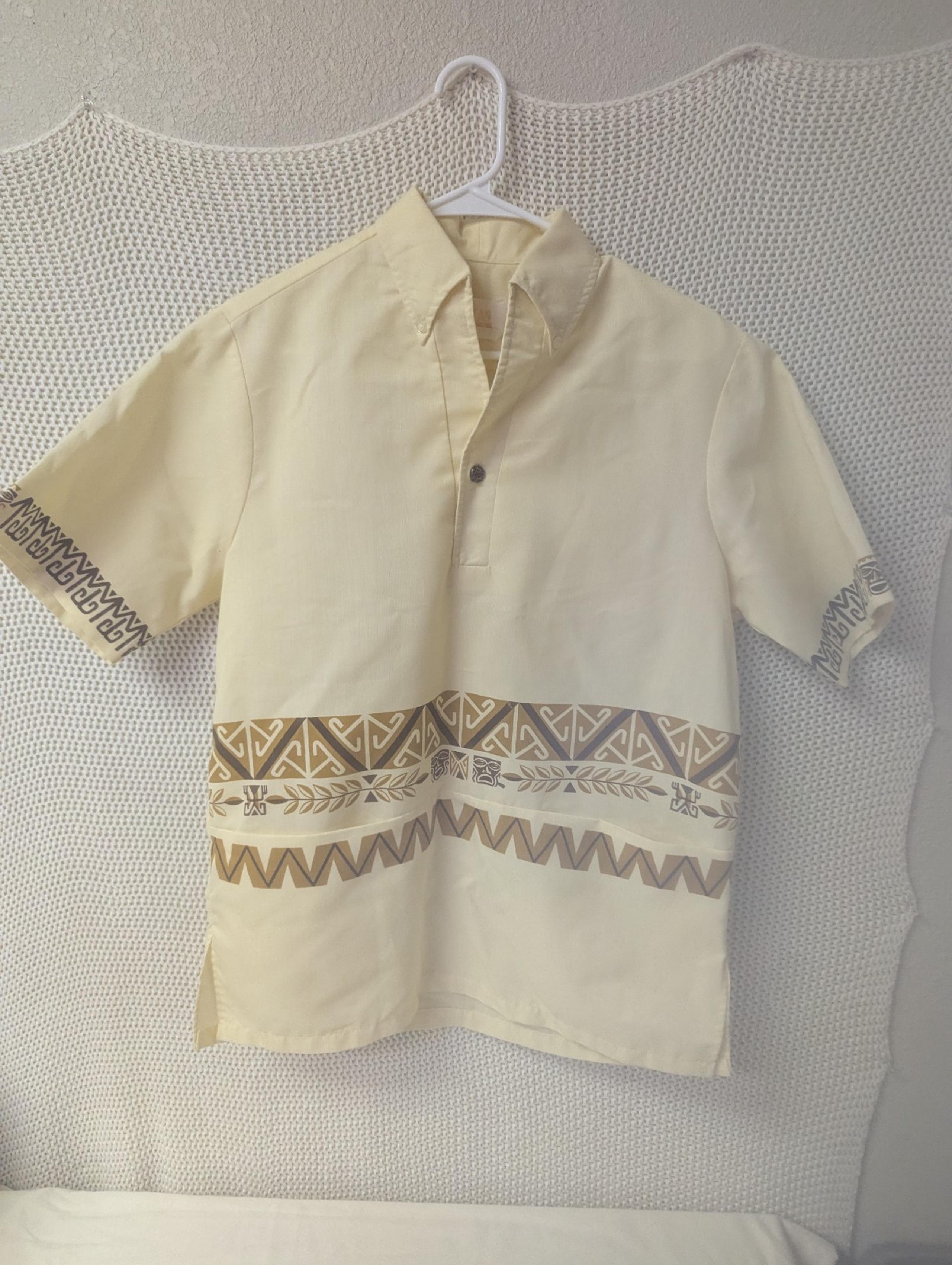 Cream and Brown Patterned Shirt
