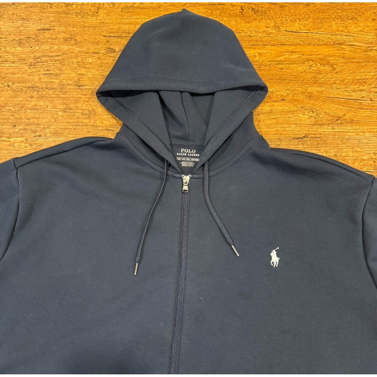 Polo Ralph Lauren Navy Blue Pony Logo Full Zip Casual Hoodie Sweatshirt Men 2XB