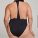 New good American waist clincher plunge v neck, black one piece swimsuit