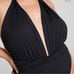 New good American waist clincher plunge v neck, black one piece swimsuit