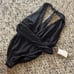 New good American waist clincher plunge v neck, black one piece swimsuit