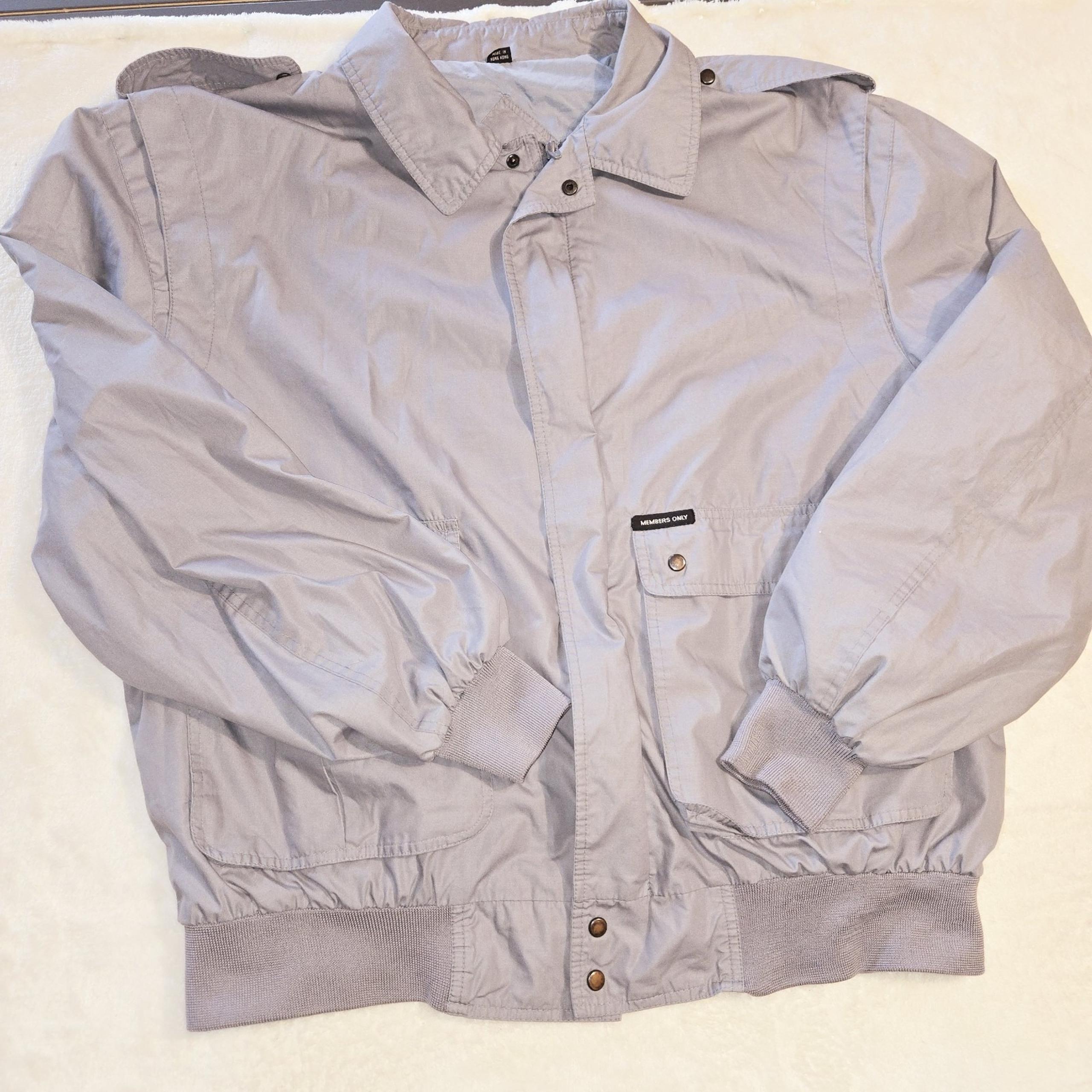 Tall Vintage Members Only Men's Windbreaker Jacket L Bomber Grey XXT