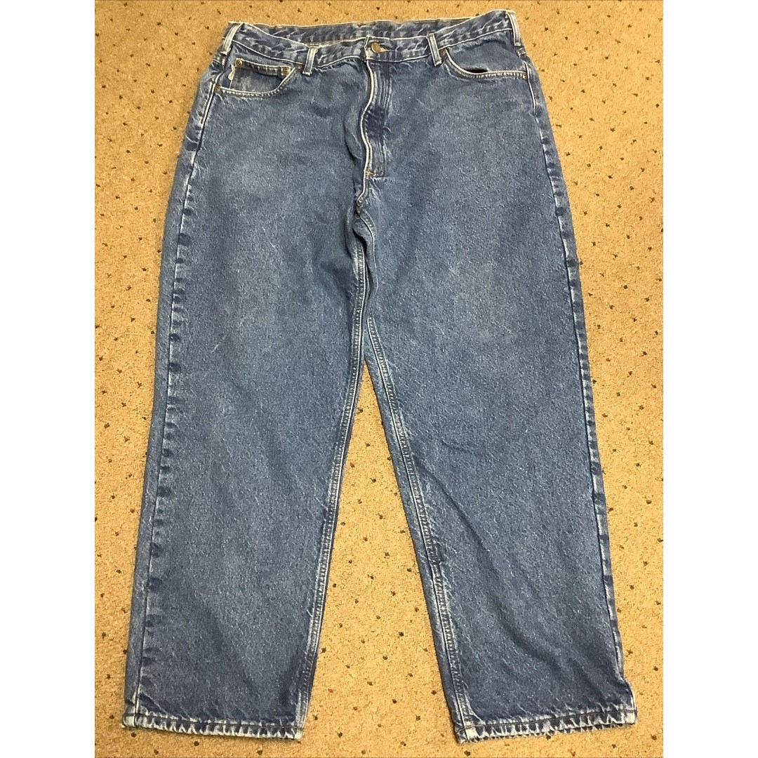 Carhartt Jeans Mens 40x30 Blue Denim Flannel Lined Relaxed Fit Chore Barn B172