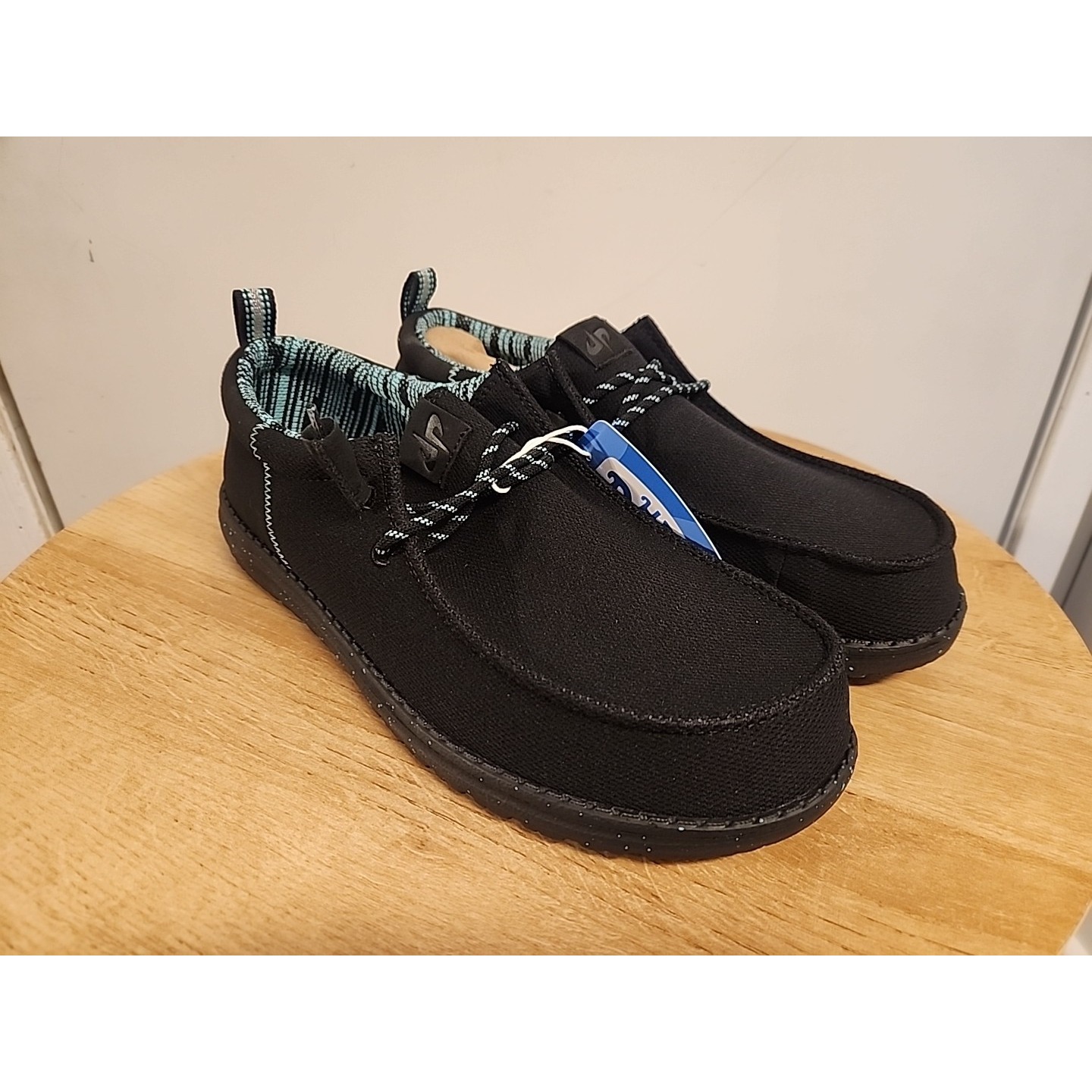 Men's Sz 9 Hey Dude Dude Perfect X Wally Funk Teal Black NEW