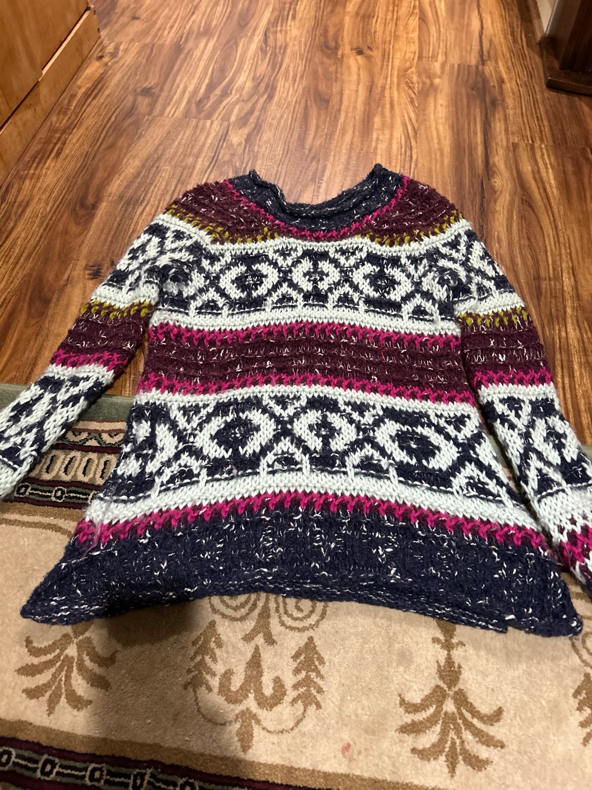 Free People Blue and Pink Sweater