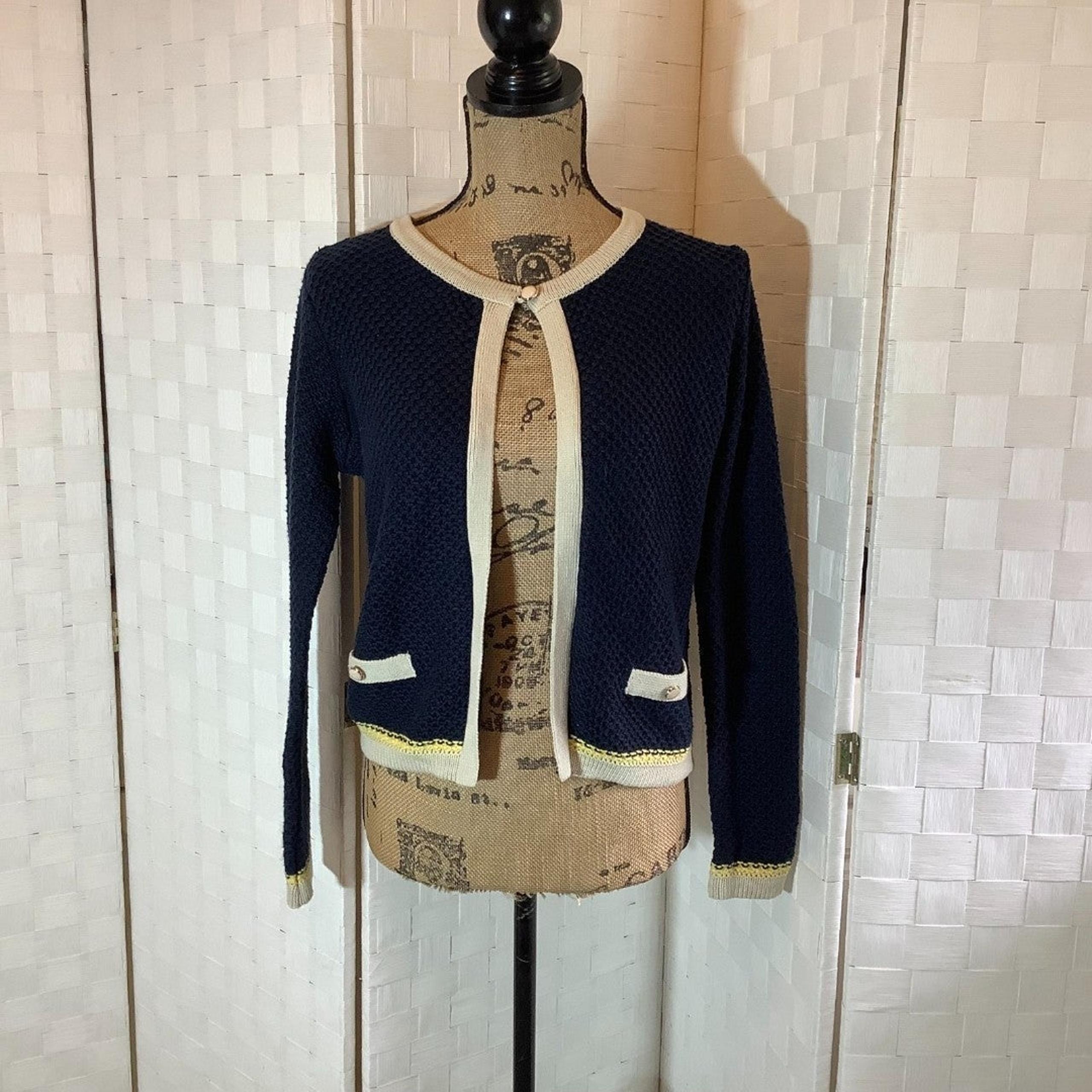 Laura Scott navy cardigan sweater