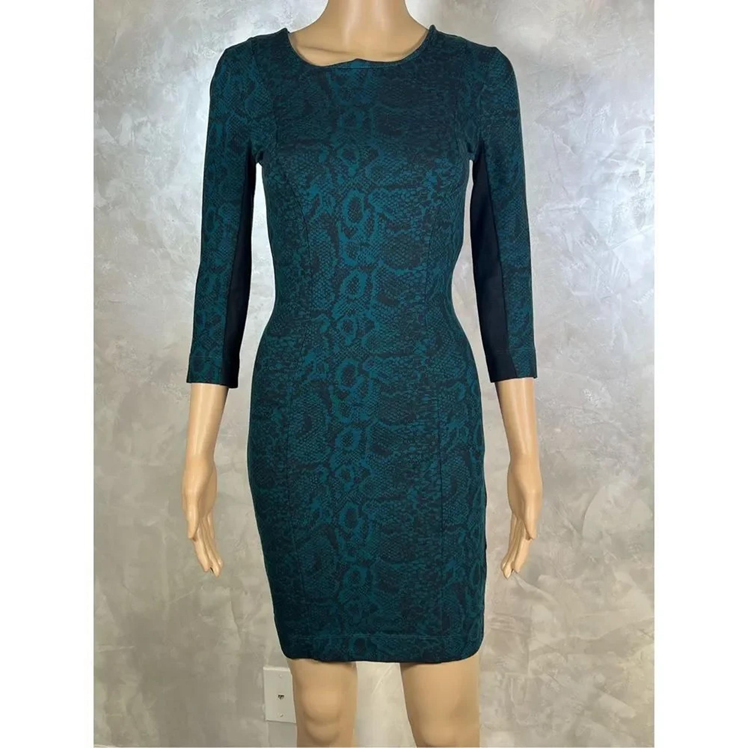 French Connection Women's Blue & Black Snake Print Bodycon Mini Dress Size 4