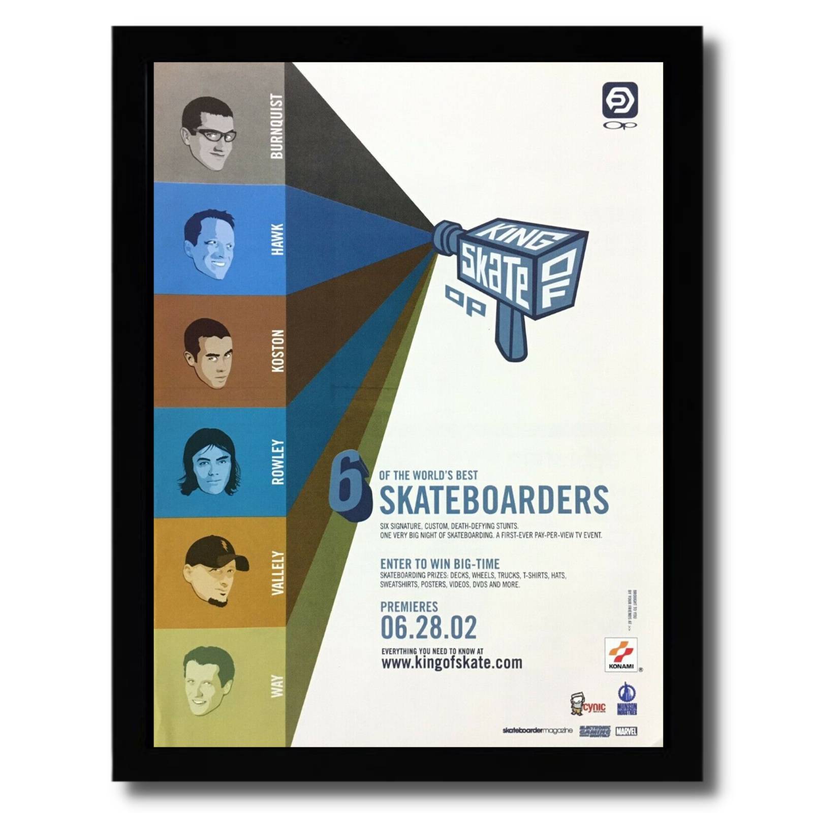2002 OP King of Skate Framed Print Ad/Poster Skateboarding Tony Hawk Burnquist