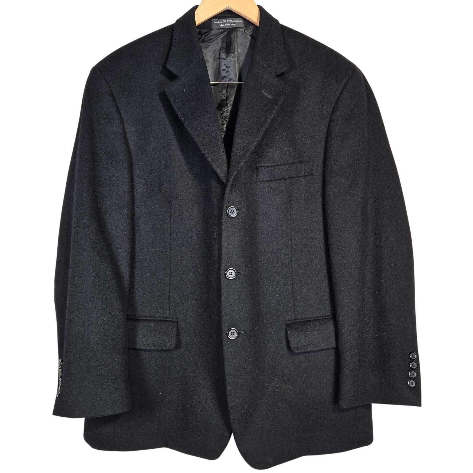 Cezani Wool Silk Cashmere Blend Deep Black Blazer 42S