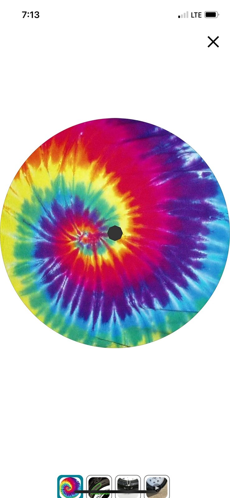 Tie dye spare tire cover with back up camera hole